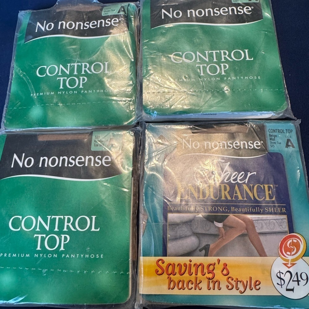 Vintage Pantyhose No Nonsense Control Top Premium Nylon Tan Size A Reinforced